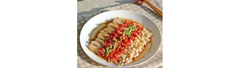 Preparation Of Chopped Pepper Enoki Mushrooms