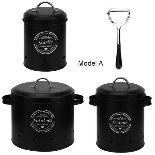 Fruit and Vegetable Food Storage Container Metal Jar Set(3 Pieces with Planer Tool )