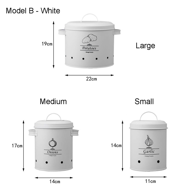 Fruit and Vegetable Food Storage Container Metal Jar Set(3 Pieces with Planer Tool )