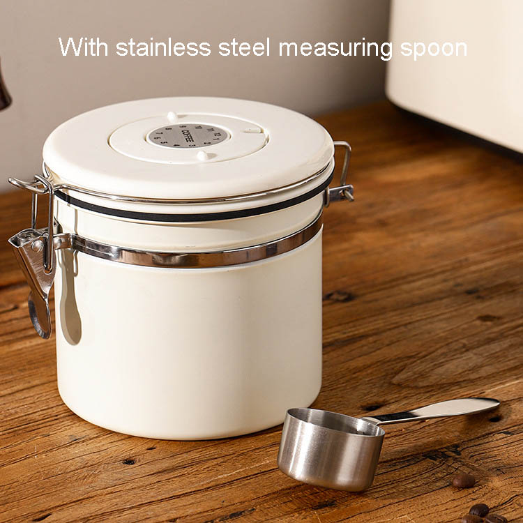 stainless steel seal tank thickened food storage airtight jar with scoop exhaust valve